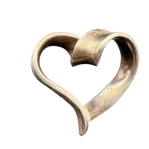 925 Sterling Silver Artisan Open Heart Pendant Vintage Jewelry Elegant Design